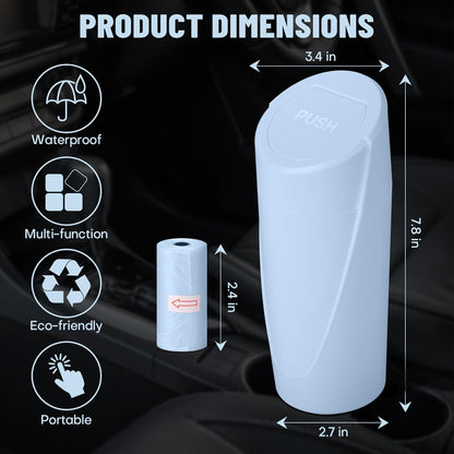 Car Trash Can Bin with Lid - Car Garbage Can Cup Holder - Pink Mini Leakproof Vehicle Garbage Bin with 20pcs Trash Bags - Automobile Organizers and Storage for Front Back Seat Accessories