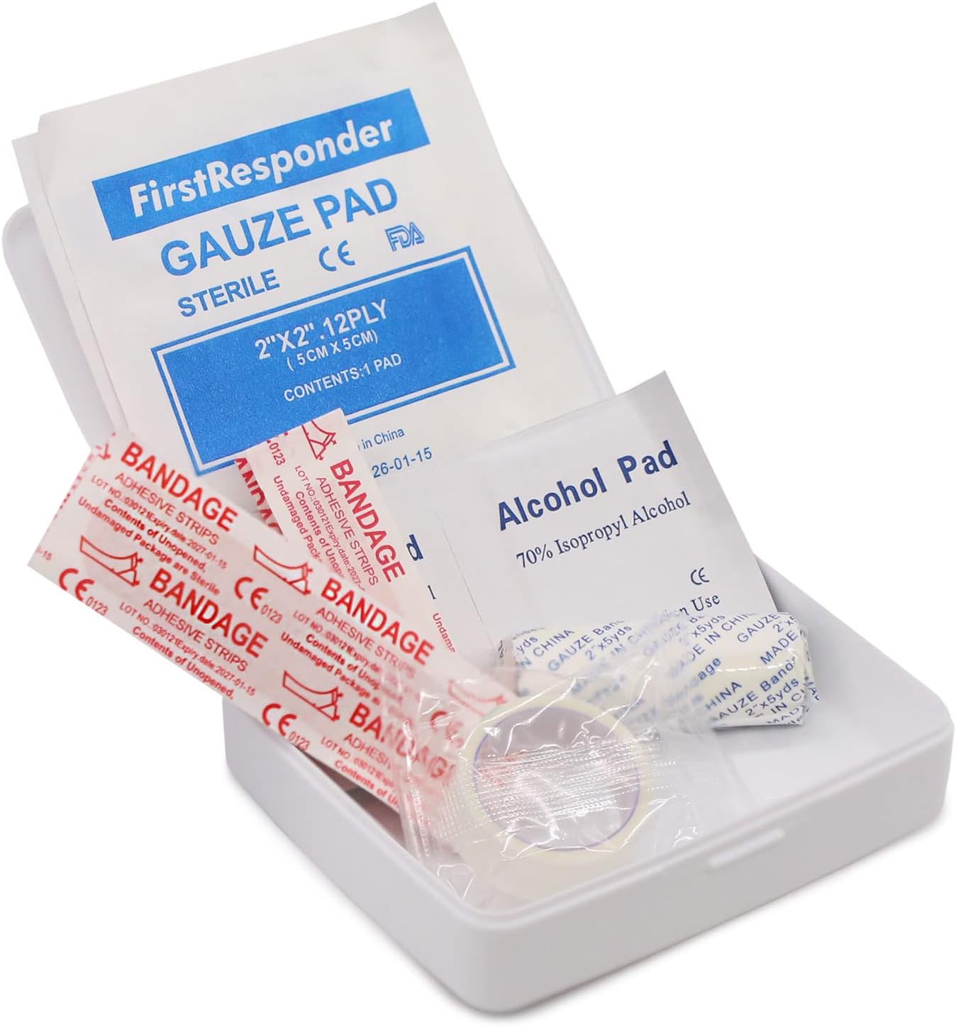 DMI First Aid Kit, Mini 20 Piece Kit, Small and Compact All Purpose Use for Minor Cuts and Scrapes, Durable Water Resistant Case, Convenient and Portable, White, 1 Count