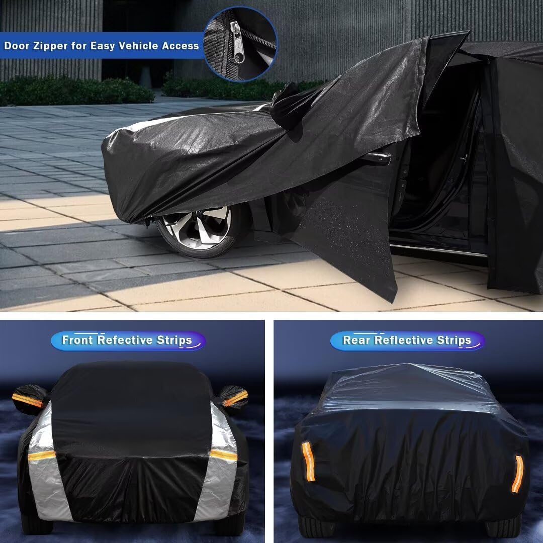 Large SUV Car Cover for Chevy Suburban 100% Waterproof All Weather, Heavy Duty Outdoor Full Exterior Covers Rain Sun Wind UV Protection. - Colors B