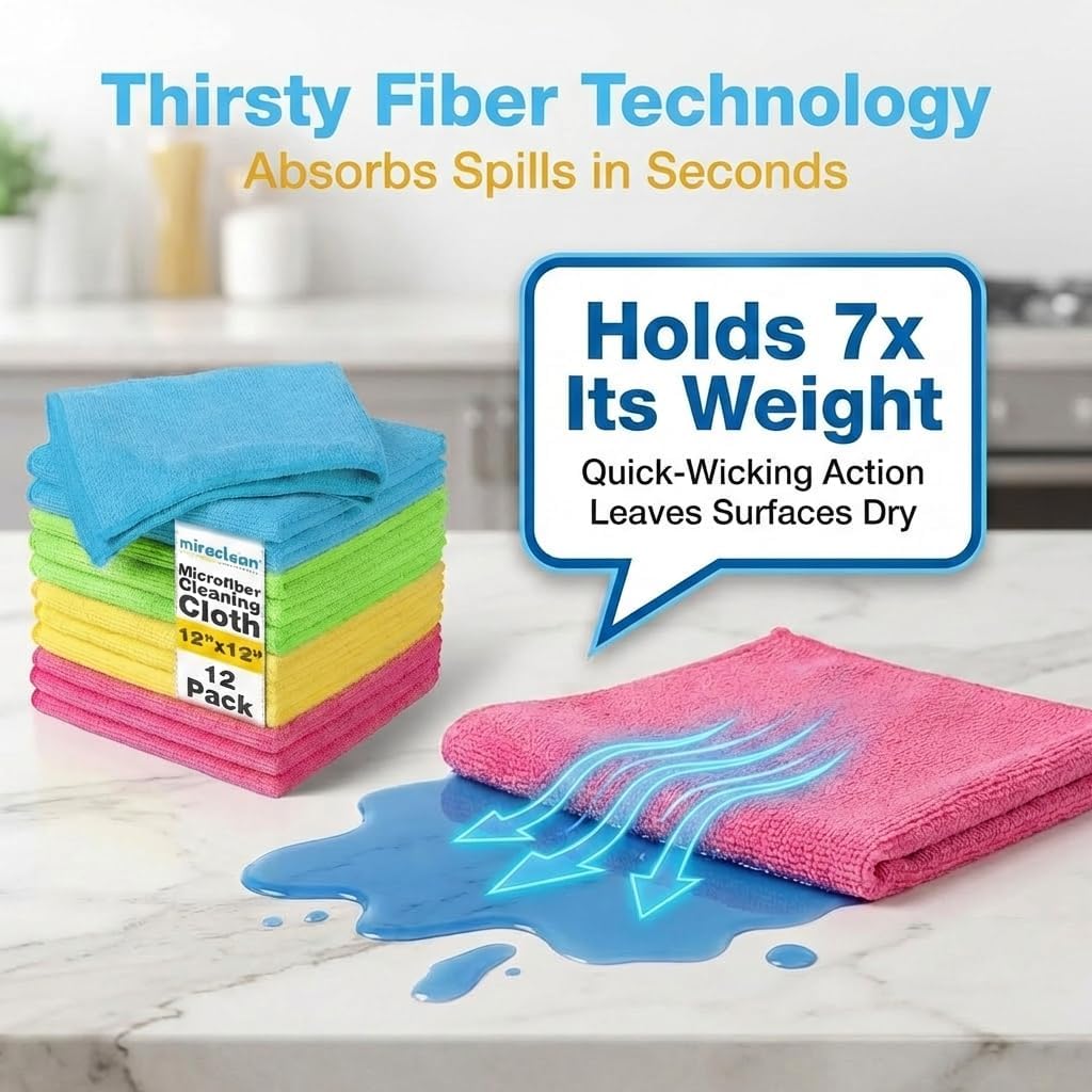 Microfiber Towels for Cars - 15.7" x 15.7" inches, Highly Absorbent Professional Grade Drying Towel Set for Superior Cleaning and Drying Performance - Car Drying & Kitchen Towel - Pack of 3