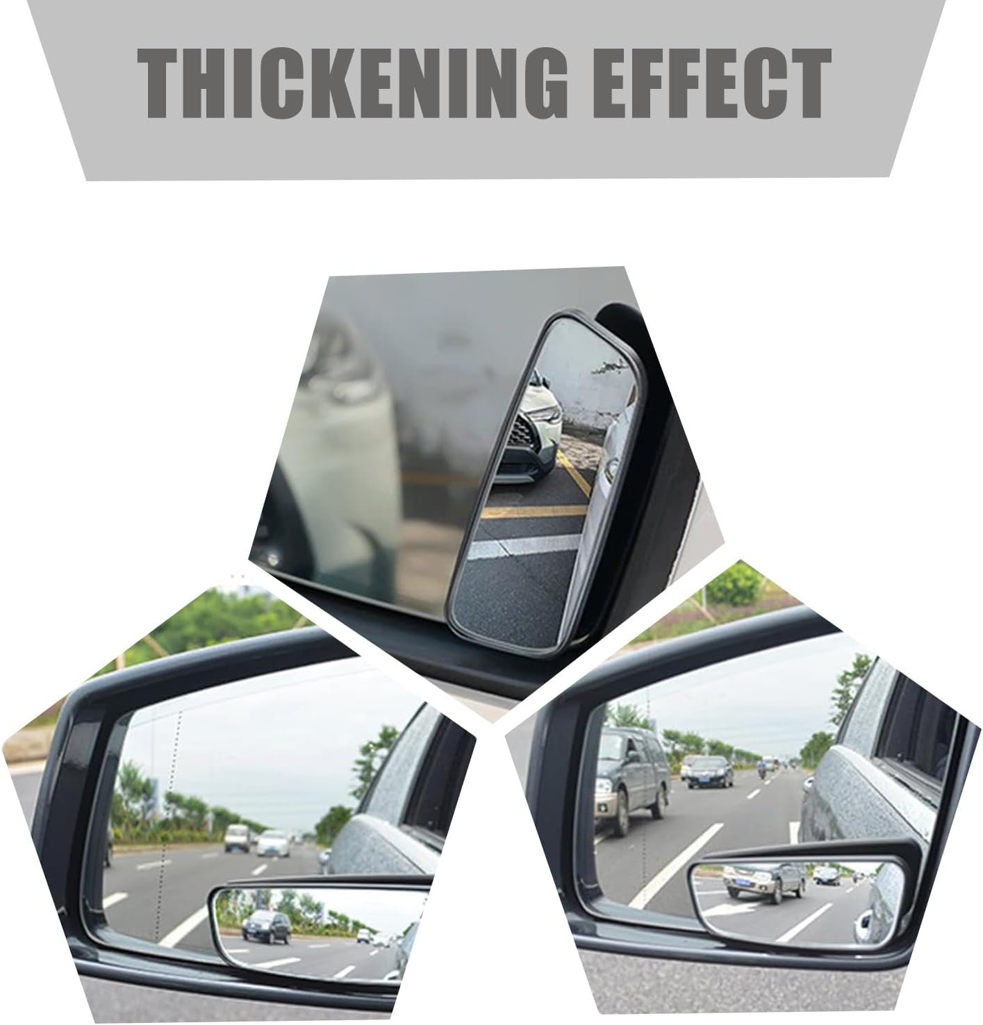 2-Pack Car Blind Spot Mirror, 3.7" x 1.4" Curved Wideangle, High-Definition Glass Adjustable Anti-Glare, Universal Car Side Mirror (Black)