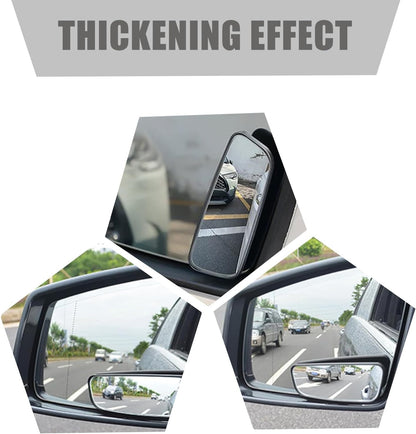 2-Pack Car Blind Spot Mirror, 3.7" x 1.4" Curved Wideangle, High-Definition Glass Adjustable Anti-Glare, Universal Car Side Mirror (Black)