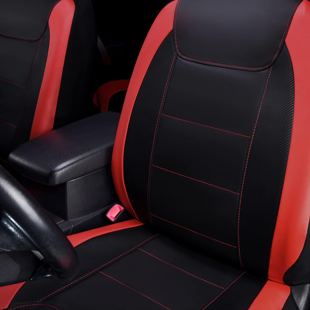 Flying Banner Carbon Fiber Leather Vehicle Seat Covers, Leopard Gray Black, Universal Fit - 8PCS