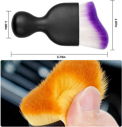 Blilo Car Interior Detailing Brush, Auto Soft Hair Cleaning Brushes, Curved Dirt Dust Collectors, Removal Tool for Dashboard Air Conditioner Vents Leather, Scratch Free (Black/1PCS)