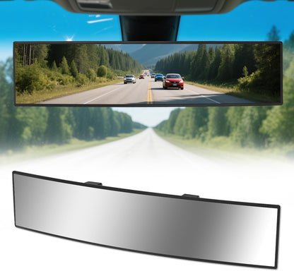 Rear View Mirror, Chrome Anti-glare Panoramic Rear Mirrors Universal 10 Inch Convex Car Interior Clip on Extra Big Wide Angle Rearview Mirror Extender to Reduce Blind Spot for Car SUV