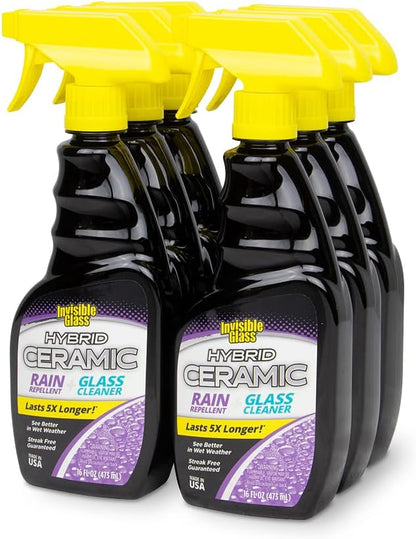 Invisible Glass 92183 Hybrid Ceramic Rain Repellent and Glass Cleaner – Cleans & Protects Car Windows and Windshields with Long-Lasting Water-Repellent Si02 Technology – 16 fl oz