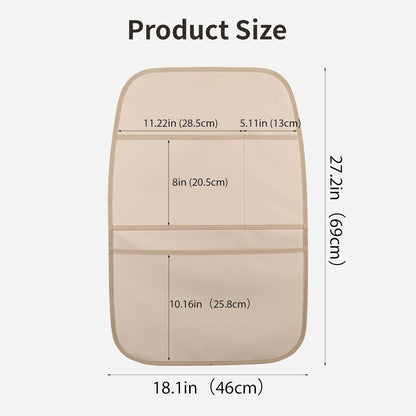 Kick Mat Back Seat Protector Waterproof Leather Car Seat Back Organizers Cover with 3 Storage Pockets for Kids Pets SUV Sedan Minivan Truck Car Travel Accessories (Black 2-Pack)