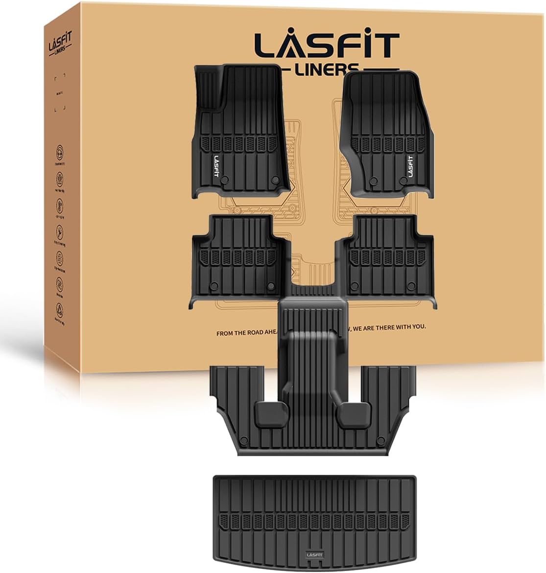 LASFIT Floor Mats for Jeep Grand Cherokee WL 2022-2025 2026 5-Seat (Include 4xe, NOT for L), All Weather TPE Custom Fit Car Mats Floor Liners Cargo Liner Cargo Mat Trunk Mat Black