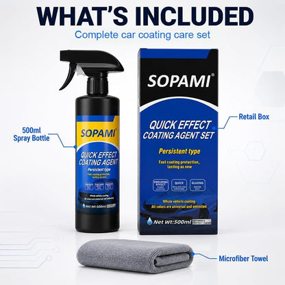 Sopami Ceramic Paint Sealant, Ceramic Coating Maximum Gloss & Shine ceramic wax, car coating spray Extremely Hydrophobic Ceramic Spray Coating for Cars, RVs, Motorcycles, Boats, and ATVs