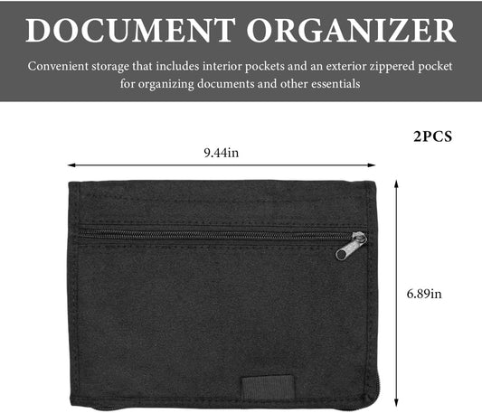 Car Registration and Insurance Holder, Glove Box Compartment Document Holder Owner Manual Case, Soft Zippered Pouch Multi-Pocket Glove Bag for Auto Insurance License Cards
