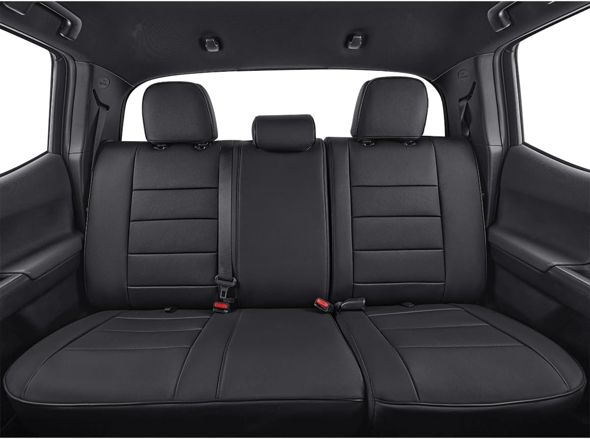 EKR Tacoma Car Seat Covers Custom Fit for Toyota Tacoma (Petrol) 2024 2025 2026 DoubleCab/CrewCab SR/SR5/TRD Sport/TRD Off-Road/Limited -Truck Seat Covers Full Set,Faux Leather(Black)