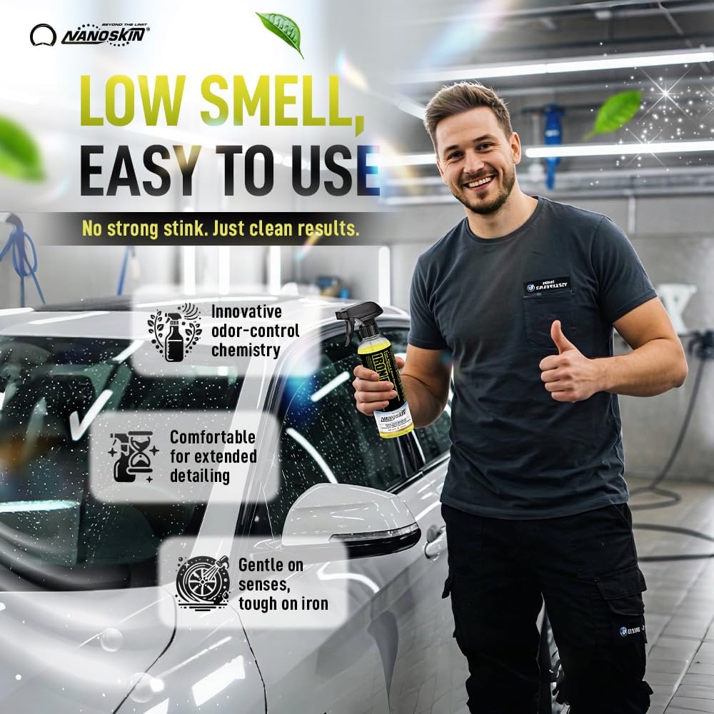 Nanoskin IRON FREE Paint, Wheel and Glass Decontamination Fall Out Remover 1 Gallon - Removes Iron Particles in Car Paint, Motorcycle, RV & Boat | Use before Clay, Wax or Car Wash for Car Detailing