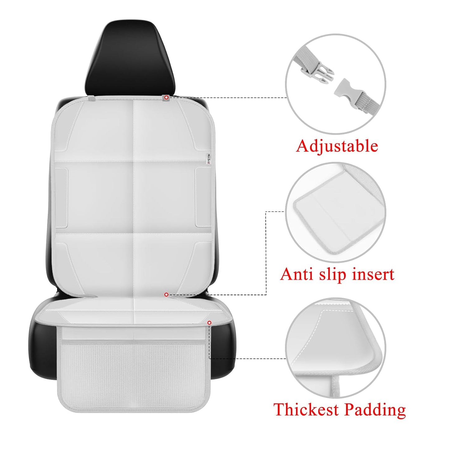 Meolsaek Car Seat Protector for Child Car Seat, Durable 600D Fabric Waterproof Car Seat Cover with Thick Pad Non-Slip Backing，No Imprints (Black 2pcs)