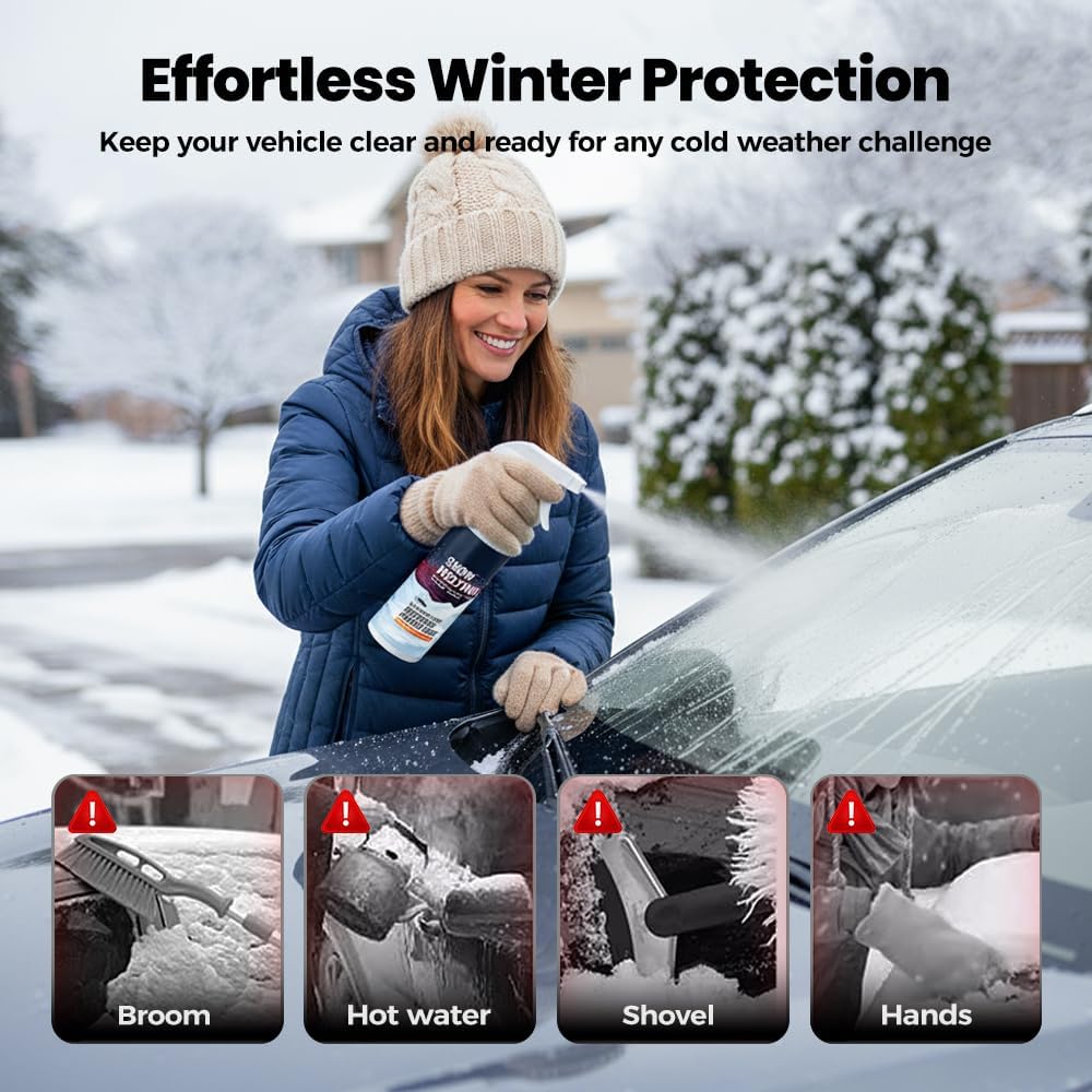 Deicing Spray 300ml,Deicer for Car Windshield,Deicing Agent,Antifreeeze Prevent Icing,Snow Melting Spray for Car Windows,Car Winter Essentials,Quick Ice & Snow Melting Spray (2pcs)