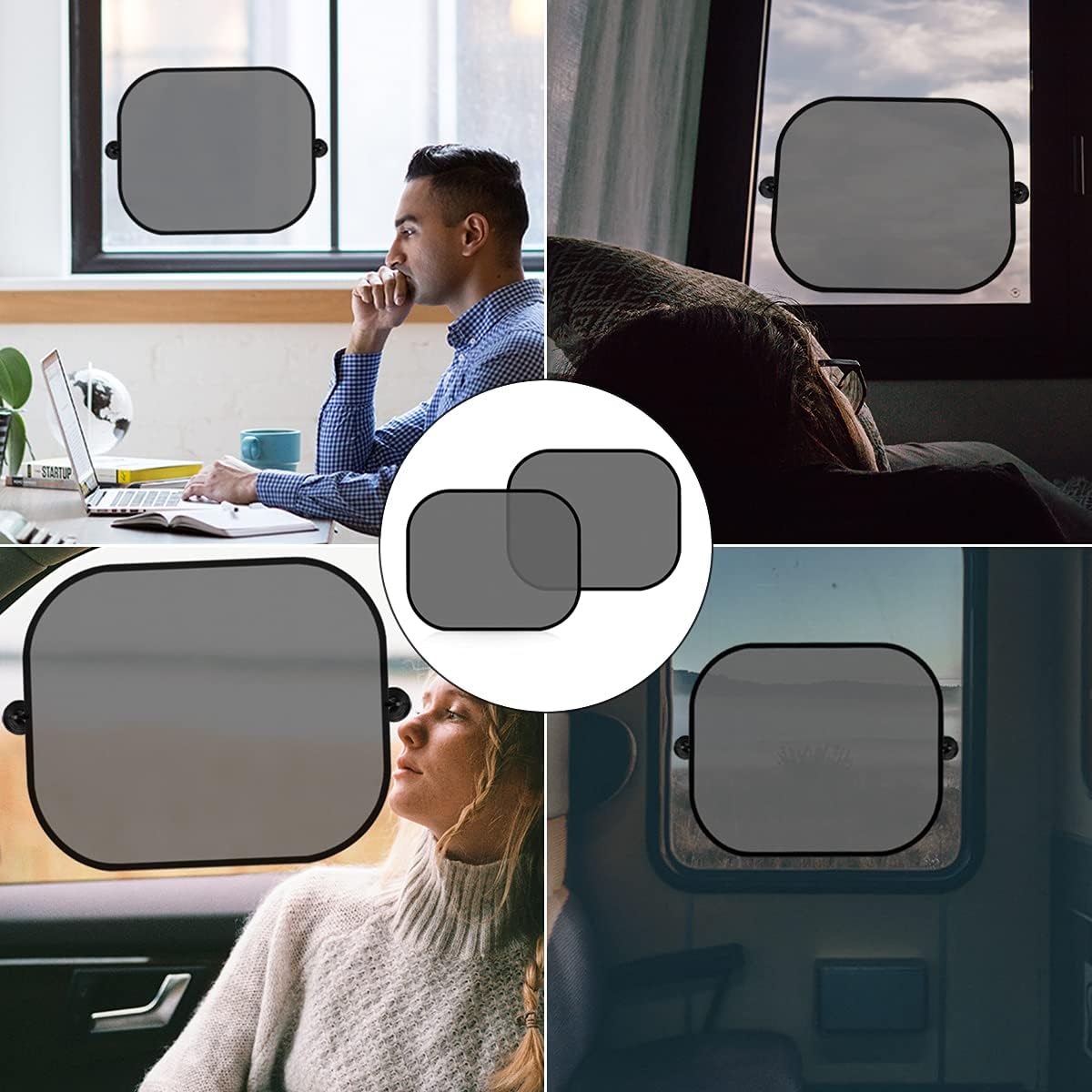 2 Pack Universal Car Window Shade, Cling Sunshade - Sun, Glare and UV Rays Protection for Your Child - Baby Side Window Car Sun Shades, Blocks Over 98% of Harmful UV Rays (Large)