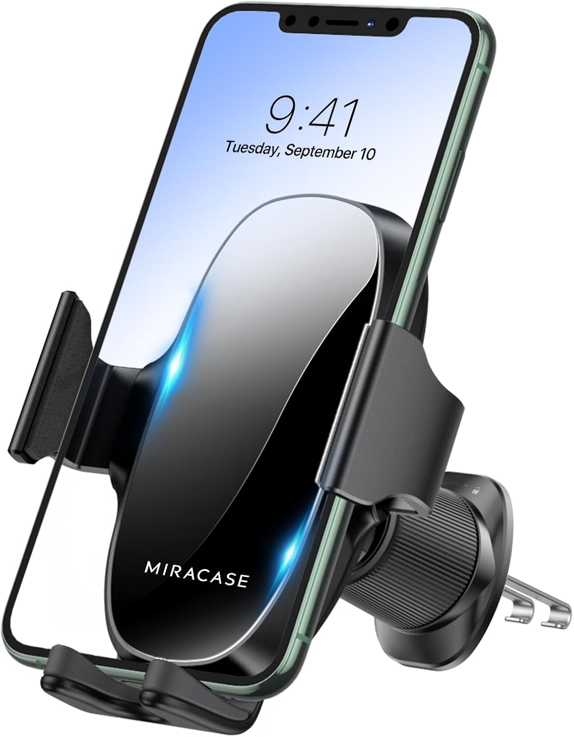 Miracase Phone Holders for Your Car with Metal Hook Clip, Air Vent Cell Phone Stand Car Mount, Universal Automobile Cradle for Garmin GPS Fit iPhone Android and All Smartphones, Dark Black