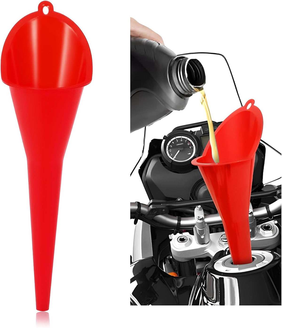 Oil Funnel, Multi-Purpose Plastic Long Neck Oil Funnel, Automotive Use Funnels for Filling Oils Lubricants Water Diesel, Kitchen Funnels for Filling Bottles Jars (Black)