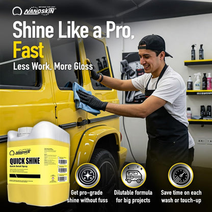 Nanoskin QUICK SHINE Quick Detail Spray 1 Gallon - Waterless Detailer Spray for Car Detailing | Deep Gloss Car Wax Booster & Clay Lubricant | Removes Dust, Smudges, Fingerprints and Other Contaminants