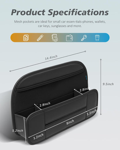 FLORICH Car Seat Gap Filler, Pro-Seats Gap Filler Organizer and Storages 2-in-1, Premium Leather Center Console Organizer, Car Organizer Front Seat Universal Fit for Car SUV Truck