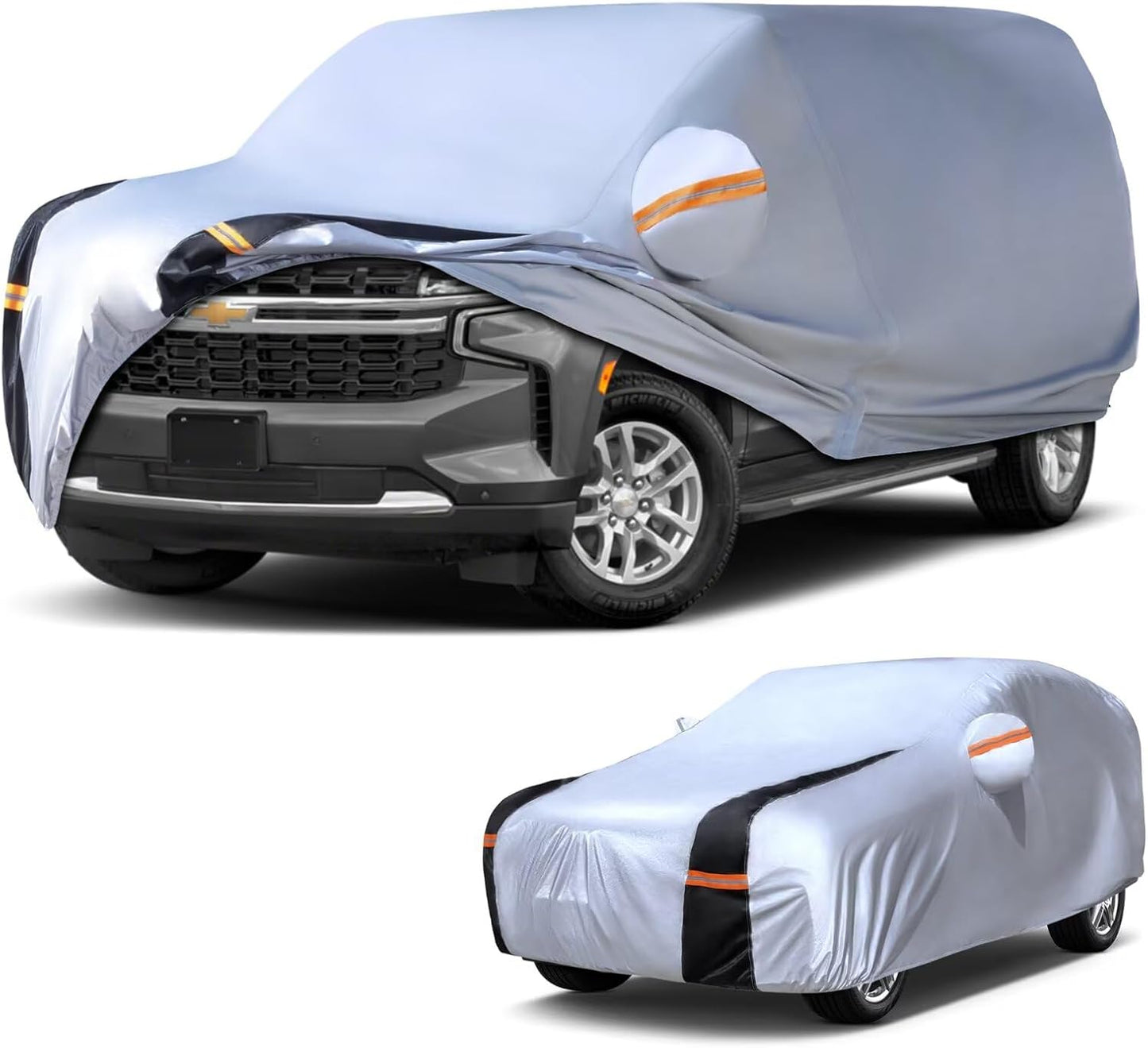 Large SUV Car Cover for Chevy Suburban 100% Waterproof All Weather, Heavy Duty Outdoor Full Exterior Covers Rain Sun Wind UV Protection. - Colors B