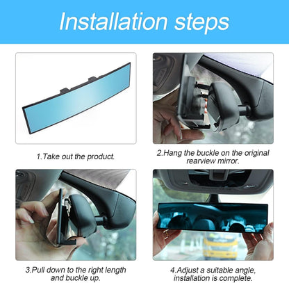 8sanlione Car Rearview Mirrors, Shock Resistant Interior Clip-on Panoramic Rear View Mirror for Car, Wide Viewing Range, 12 inch HD Universal Use for Cars, SUVs, Trucks, Vehicles (White)