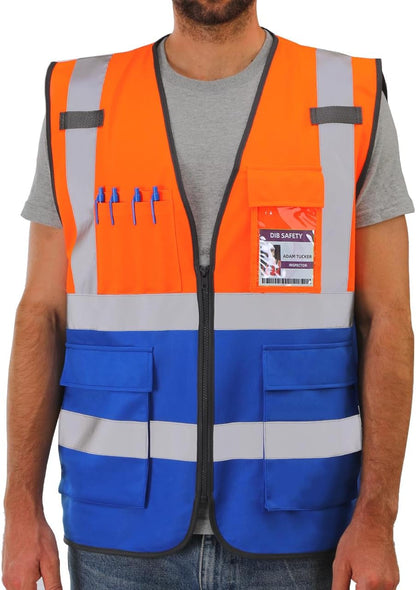 Dib Safety Reflective Safety Vest for Men Women, High Visibility Vest with Pockets and Zipper, ANSI Class 2