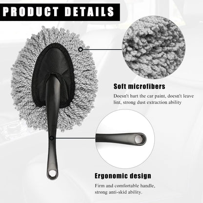 KVAEY Car Dash Duster Brush, Super Soft Microfiber Multi-Functional Car Cleaning Brush, Scratch Free Dash Dusting Tool with a Anti-Skid Handle for Vehicle Home Kitchen Cleaning (Gray)