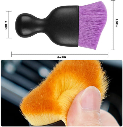 Blilo Car Interior Detailing Brush, Auto Soft Hair Cleaning Brushes, Curved Dirt Dust Collectors, Removal Tool for Dashboard Air Conditioner Vents Leather, Scratch Free (Black/1PCS)