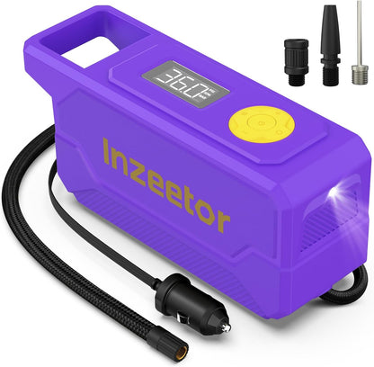 150 PSI Tire Inflator Portable Air Compressor, 12V DC Auto Shutoff Air Pump with Digital Pressure Gauge and Emergency LED Light for Car Tires, Bicycle & Balloons, Black