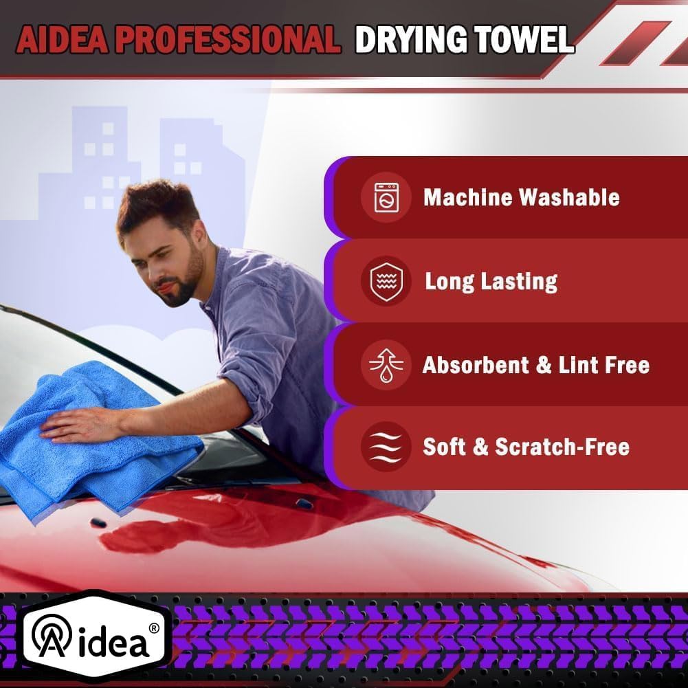 AIDEA Microfiber Cleaning Cloth 24 Pack, Microfiber Towels for Cars, Soft & Absorbent Cleaning Rags, Premium Lint Free Shop Towels for House, Kitchen, Car, 12inx16in