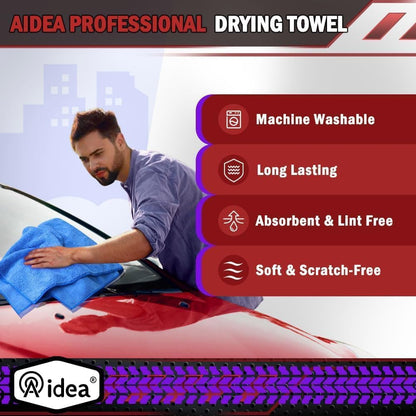 AIDEA Microfiber Cleaning Cloth 24 Pack, Microfiber Towels for Cars, Soft & Absorbent Cleaning Rags, Premium Lint Free Shop Towels for House, Kitchen, Car, 12inx16in