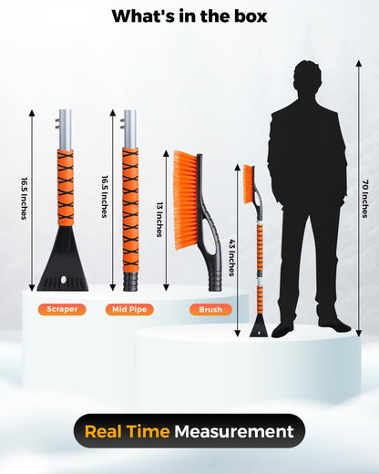 EcoNour 27" Aluminum Ice Scrapers for Car Windshield | Car Snow Scraper Window and Snow Brush with Ergonomic Foam Grip Winter Accessories (Orange)
