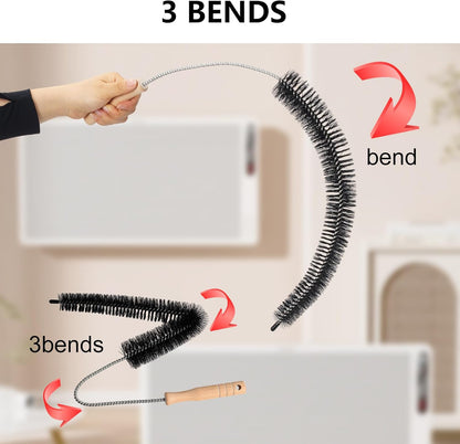 Dryer Vent Cleaning Brush - Lint Removal Cleaner Tool, LongFlexible with Wood Handle (28.7Inches)