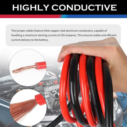 67" 150A Car Jumper Cables Heavy Duty,Automotive Battery Jumper Cables with Alligator Clips for Jump Starting Dead or Weak Batteries,Portable Jumpers Cable Kit for Most Vehicles