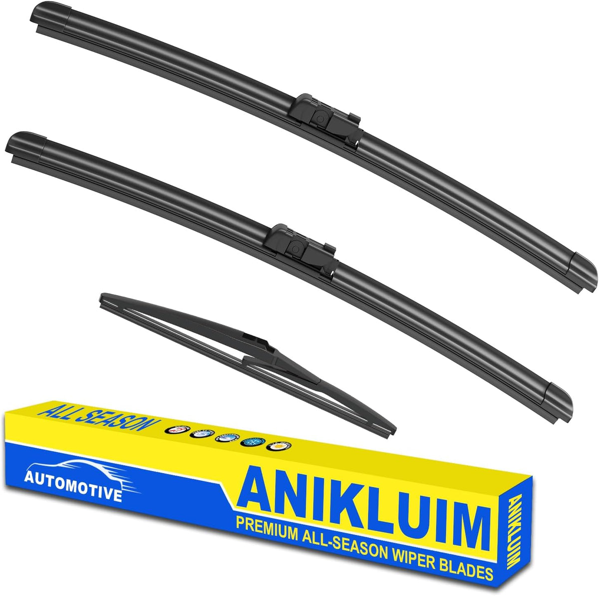 ANIKLUIM® 28"+28" Wiper Blades with 16" Rear Wiper Blade Set Replacement for 1996-2007 Caravan Town & Country Windshield Wipers Original Factory Quality (Pack of 3) - Colors B