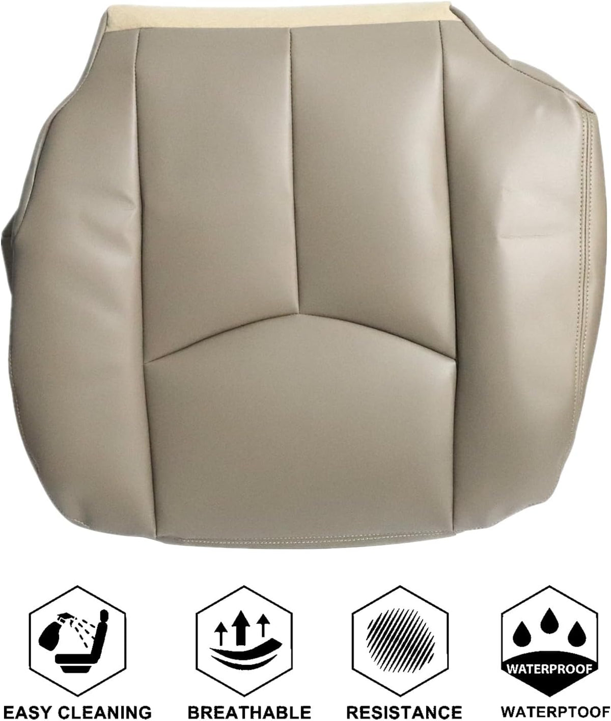 NLQR #522 Light Tan Front Driver Bottom Replacement Seat Cover Microfiber Leather Compatible with Chevy Avalanche Tahoe Suburban GMC Yukon XL 2003 2004 2005 2006