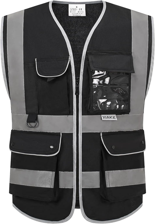 XIAKE Reflective Safety Vest for Men & Women High Visibility Class 2 Vest with Pockets Meets ANSI Standards