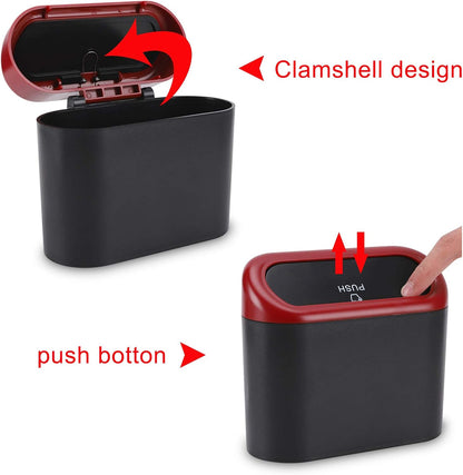 Accmor Car Trash Can with Lid, Mini Auto Dustbin Garbage Organizer Holder 2 Packs, Automotive Storage Container Bin with 60 Pcs Bags for Vehicle, Home, Office