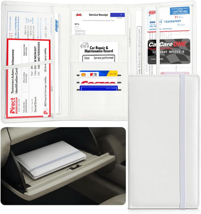 LINTRU Car Registration and Insurance Holder Trifold, Oversized Fit with Reinforced Construction, Matte PU Leather Vehicle Glove Box Organizer for Documents, Car Accessories for Men and Women