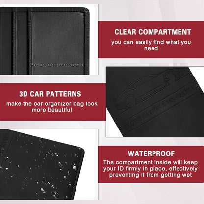 Car Registration and Insurance Holder, Registration and Insurance Card Holder, Auto Glove Box Organizer with Magnetic Shut, PU Leather Automobile Documents Wallet for Cards (Dark Green)