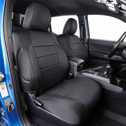EKR Tacoma Car Seat Covers Custom Fit for Toyota Tacoma (Petrol) 2024 2025 2026 DoubleCab/CrewCab SR/SR5/TRD Sport/TRD Off-Road/Limited -Truck Seat Covers Full Set,Faux Leather(Black)