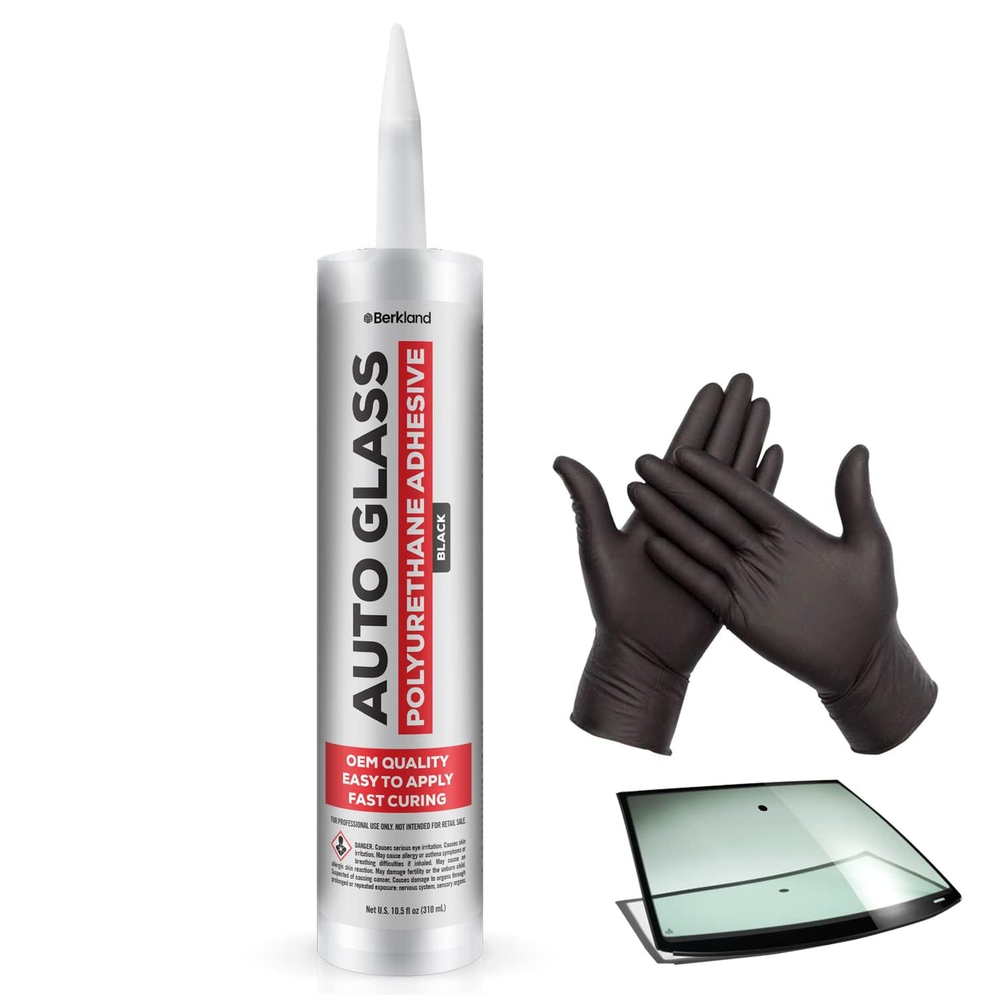 Polyurethane Windshield Adhesive — Fast Curing Auto Glass Glue with High Bond Strength, Black Windshield Sealant for Vehicle & RV Window Seal, Urethane Adhesive with Gloves, OEM Quality, 10.5 fl oz