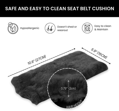 Andalus Brands 2 Pack Genuine Merino Wool Sheepskin Seat Belt Cover – Soft Shoulder Pad, Neck Cushion Protector – Authentic Car Accessories (Pearl)