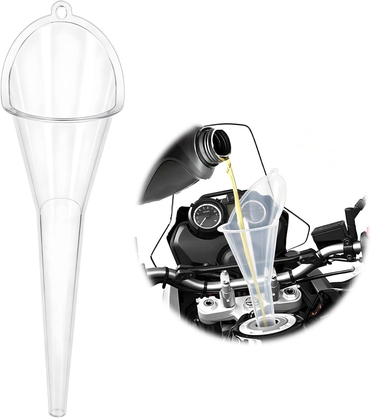 Oil Funnel, Multi-Purpose Plastic Long Neck Oil Funnel, Automotive Use Funnels for Filling Oils Lubricants Water Diesel, Kitchen Funnels for Filling Bottles Jars (Black)
