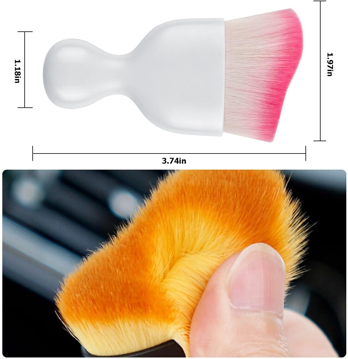 Blilo Car Interior Detailing Brush, Auto Soft Hair Cleaning Brushes, Curved Dirt Dust Collectors, Removal Tool for Dashboard Air Conditioner Vents Leather, Scratch Free (Black/1PCS)