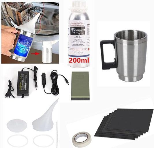 Car Headlight Lens Restoration Kit with 200ml Headlight Repair Liquid,Headlight Polishing Repair Kit for Headlight Lens Restoration Cracks/Yellow/Vague