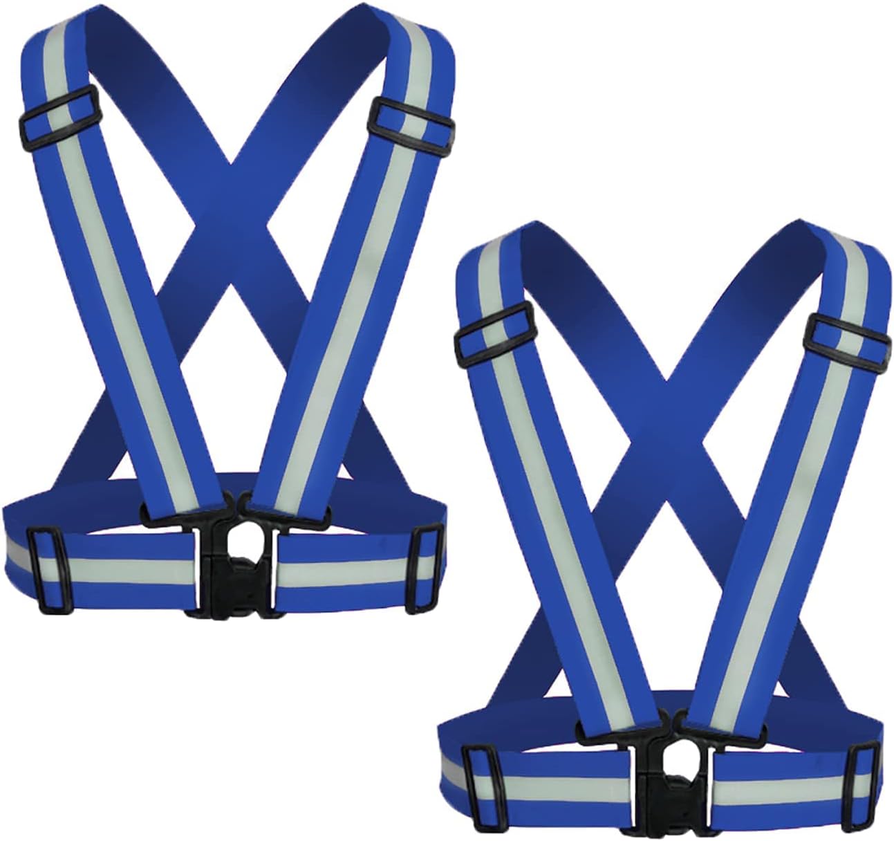 Reflective Safety Vest 2pcs - High Visibility Vest Adjustable Straps for Outdoor Jogging, Cycling, Walking and Riding