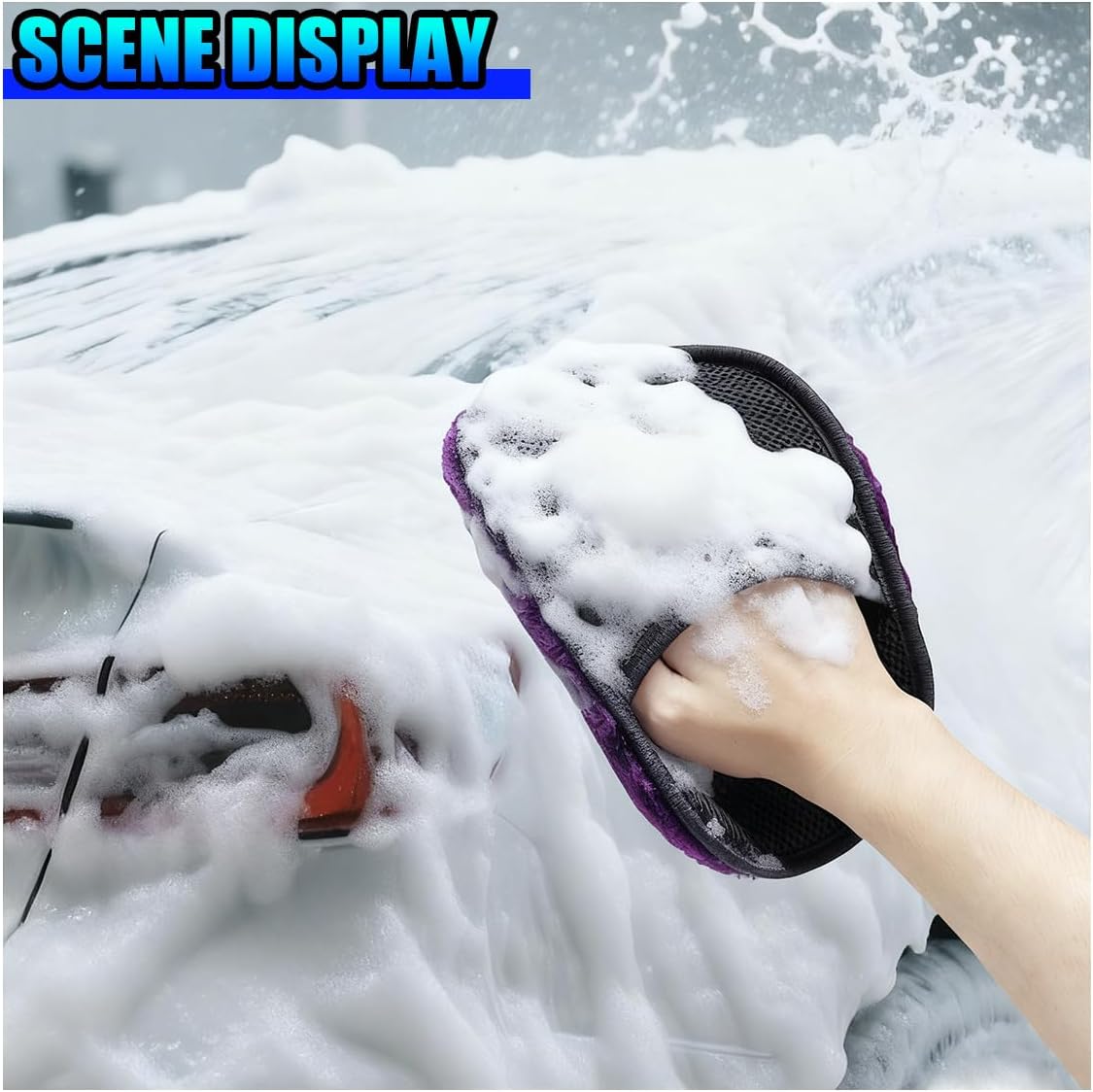 2PCS Car Wash Mitt, Soft Plush Non-Scratch Auto Dust Cleaning Pad, High-Density Car Washing Gloves, Universal Vehicle Exterior & Interior Detailing Supplies for Cars, Trucks, SUVs(Gray)