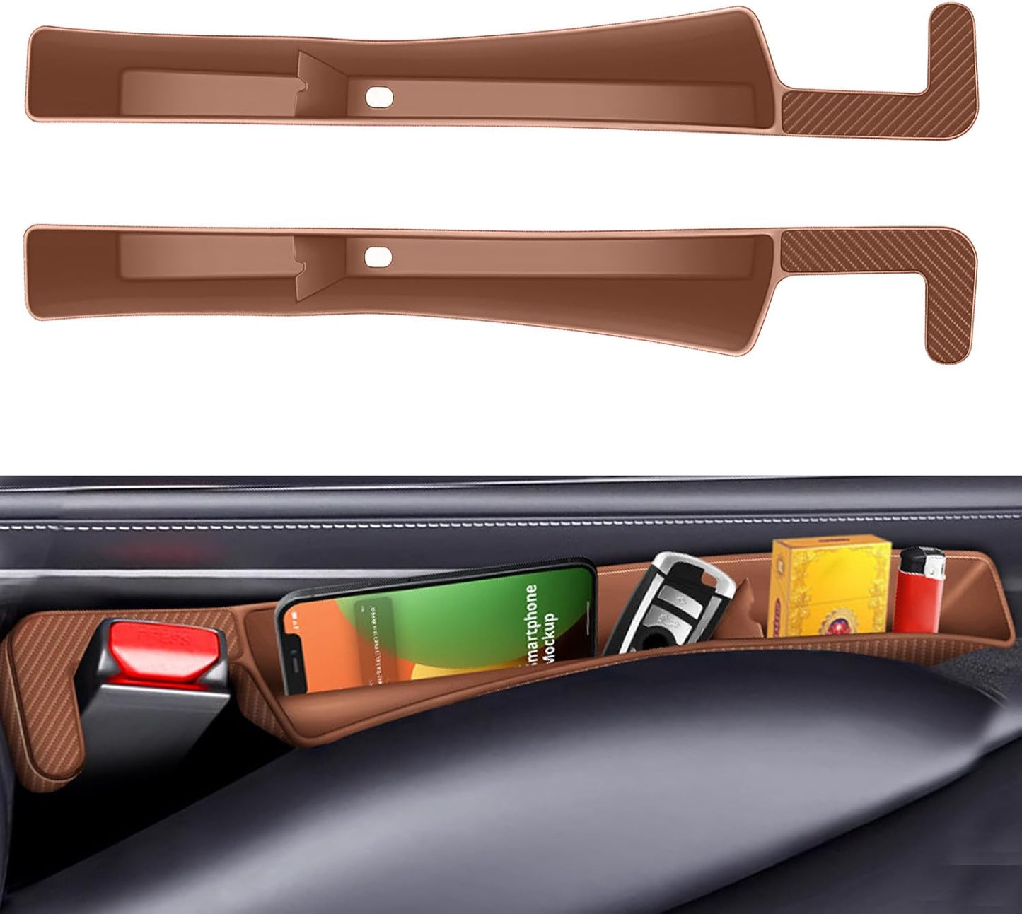 2PCS Car Seat Gap Filler, Vehicle Seat Organizer for Avoiding Dropped Items, Fill The Gap Between Seat and Console, No Drop Seats Guard for Coins Wallets Keys, Universal Car Accessories (Black)