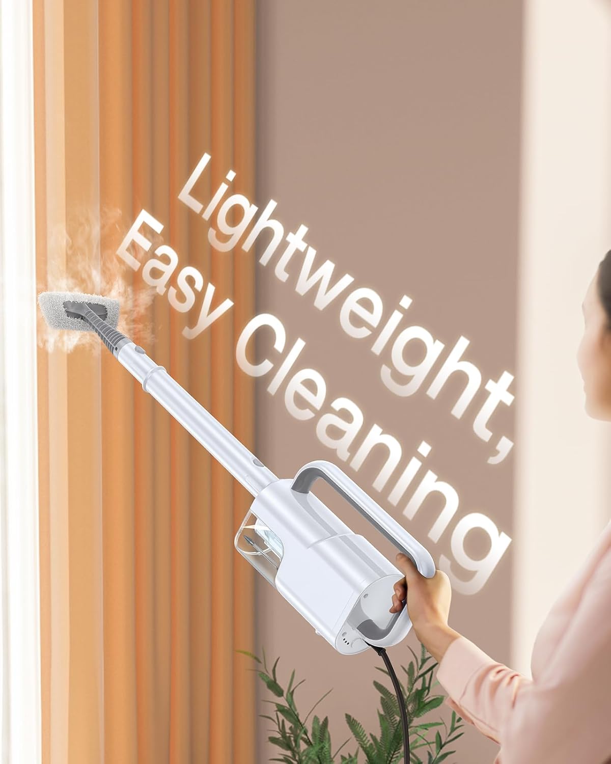 10-in-1 Steam Mop with Detachable Handheld Steamer,350ml Tank, 10s Heat-Up, 248°F Steam Cleaner, 2-Level Control and Swivel Head for Floor,Carpet,Tiles, BBQ grill,Car Accessories Clean White